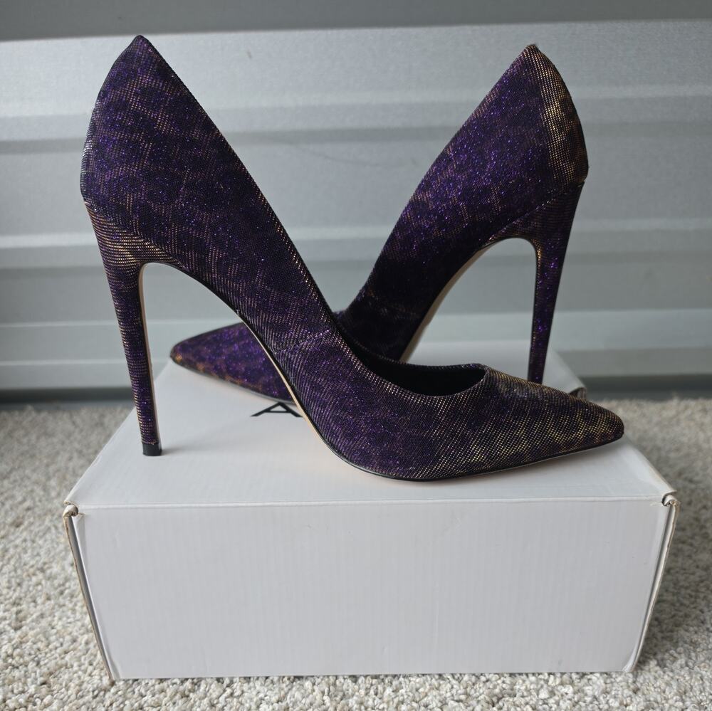 ALDO Henrietta Dark Purple Cheetah Animal Print Pointed Toe Heels, Sz 9